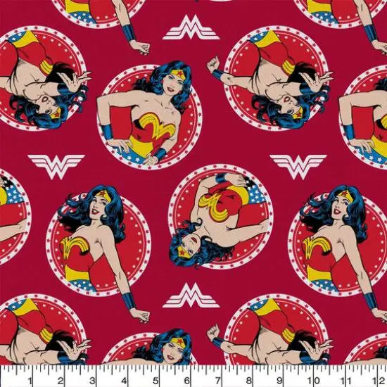Camelot Fabrics DC Comics Wonder Woman Circles Cotton Precut, 4ct. {4}