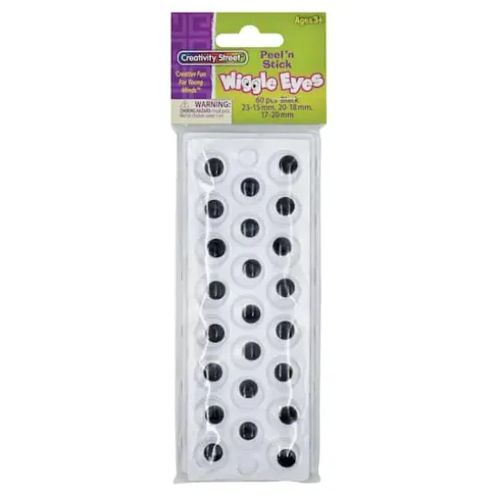 Creativity Street&reg; Peel & Stick Wiggle Eyes on Sheets, Black, 6 Packs of 49 {1}