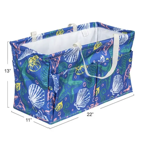 Household Essentials Large-Capacity Krush Utility Tote with 4 Exterior Pockets Blue Sea Shell {5}