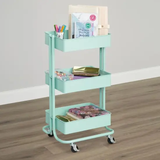 Lexington 3-Tier Rolling Cart by Simply Tidy&reg; Mint {9}