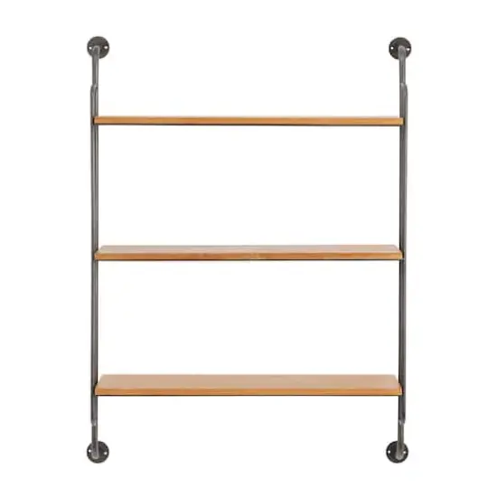 Brown Iron Industrial Wall Shelf, 33" x 25" x 7" {3}