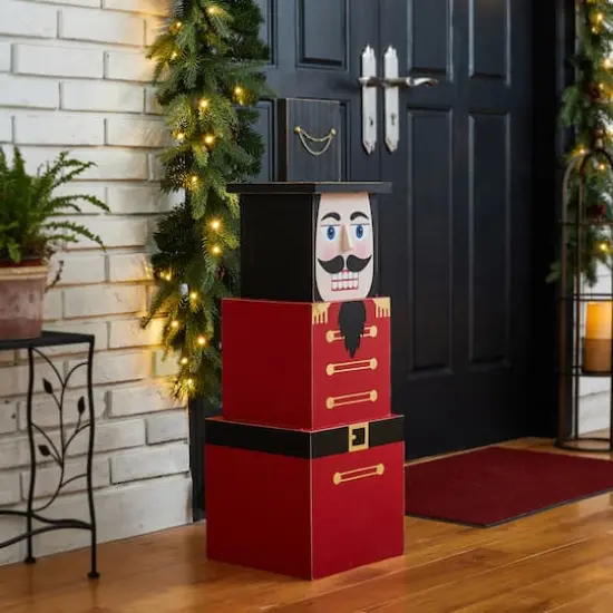 Glitzhome&reg; 36" Wooden Block Nutcracker Porch D&eacute;cor {4}