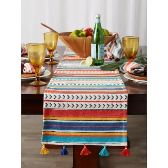Picante Stripe Tassel Table Runner 13" x 72" {4}