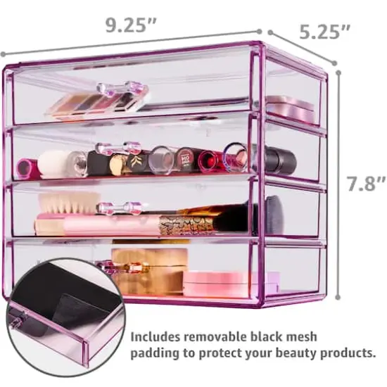Sorbus 4-Drawer Makeup & Jewelry Storage Case Purple {4}