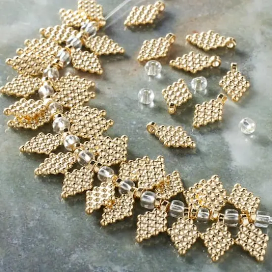 Metal Diamond Shaped Beads, 14mm by Bead Landing&trade; Gold {3}