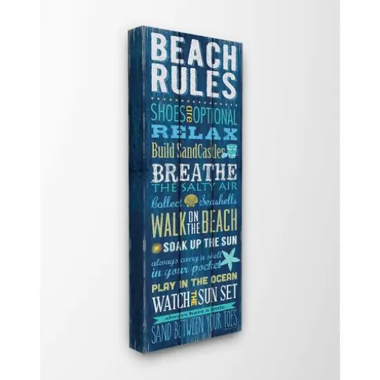 Stupell Industries Blue Beach Rules Canvas Wall Art {1}