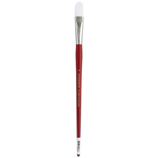 Connoisseur&reg; White Taklon Brush All Media Long Handle Filbert Brush {1}