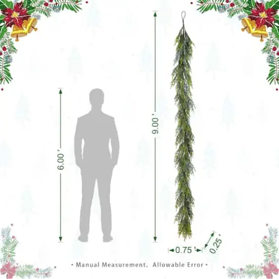 Glitzhome&reg; 9ft Christmas Greenery PE Garland {9}