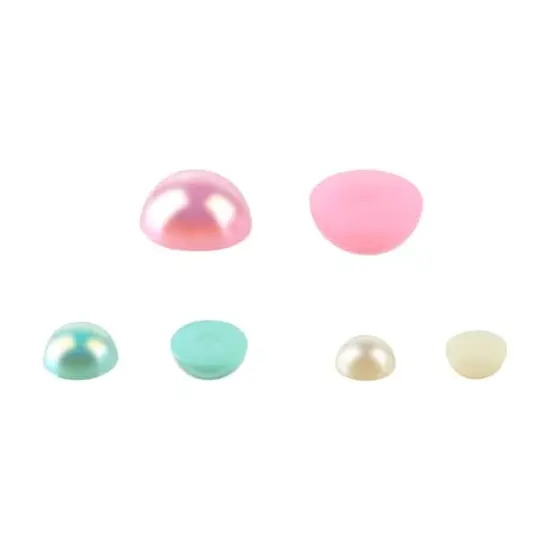 Turquoise, Ivory & Pink Aurora Borealis Plastic Flatback Pearl Mix, 5100ct. by Bead Landing&trade; {3}