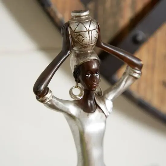 19" Silver Eclectic Woman Sculpture {3}