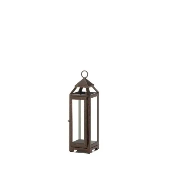13" Iron & Glass Copper Lantern {1}
