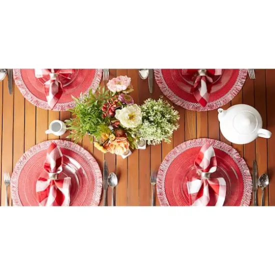 DII&reg; Round Fringed Placemats, 6ct. Tango Red {4}