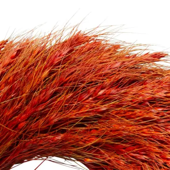 16" Red & Orange Ears of Wheat Fall Harvest Wreath {4}