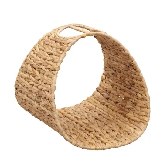 Household Essentials 15.5" Oval Hyacinth Magazine Rack Natural {1}