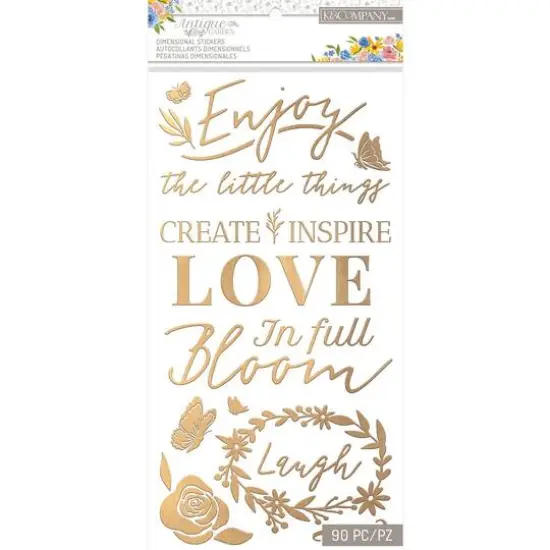 K & Company Antique Garden Metallic Gold Dimensional Puffy Stickers {1}
