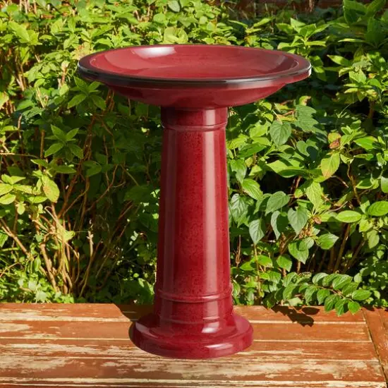 Glitzhome&reg; 21.5" Faux Ceramic Tall Pedestal Birdbath {4}
