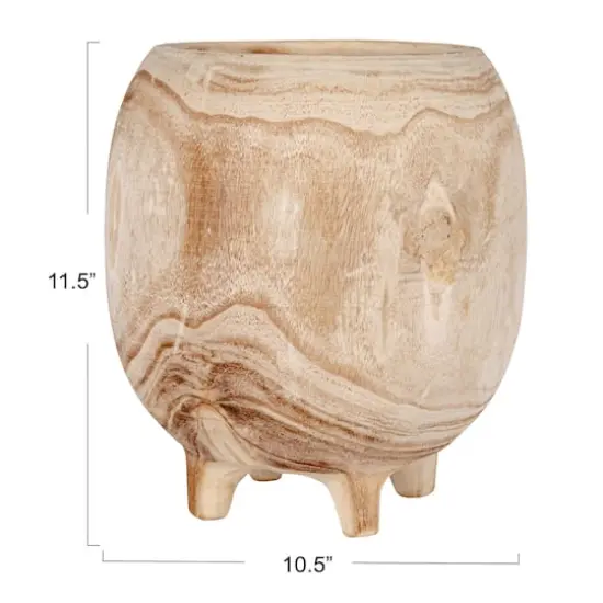 Hello Honey&reg; 11.5" Tall Paulownia Wood Footed Planter {10}