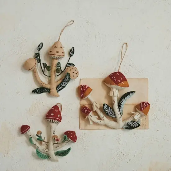 Hello Honey&reg; 3 Pack 8" Mushroom Wool Felt Ornaments {3}