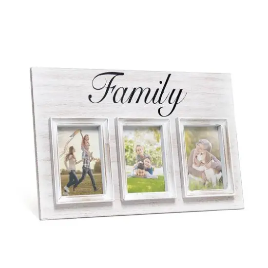 Elegant Designs Whitewash Family 3 Photo Collage 4" x 6" Picture Frame {7}
