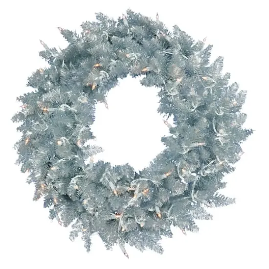 36" Pre-Lit Silver Fir Artificial Christmas Wreath, Warm White Dura-Lit LED Lights {1}