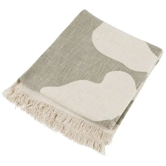 Hello Honey&reg; Tan Botanical Print & Fringe Cotton Slub Throw Blanket {1}