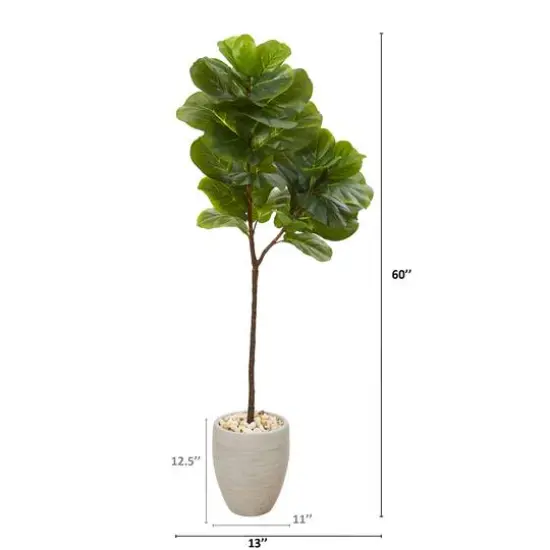 5ft. Fiddle Leaf Artificial Tree in Sand Colored Planter {3}