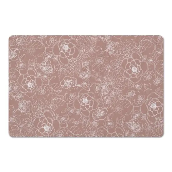 Line Floral Floor Mat Pink {1}