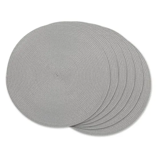 DII&reg; Round Plastic Woven Placemats, 6ct. Light Gray {1}