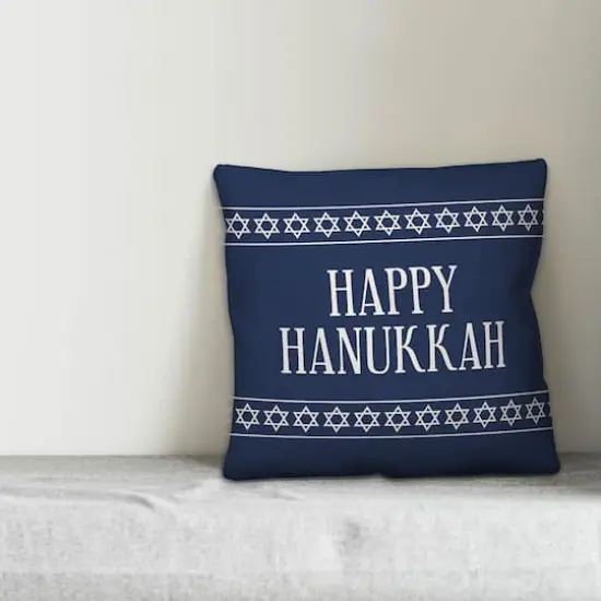 Happy Hanukkah Stars 18x18 Spun Poly Pillow {3}