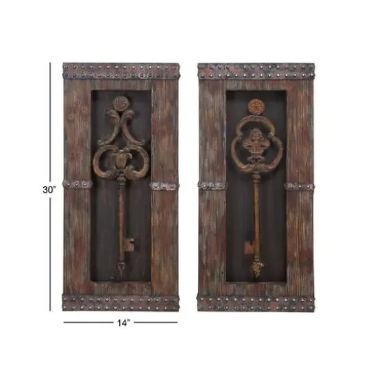 Brown Wood & Metal Rustic Key Wall D&eacute;cor Set {6}