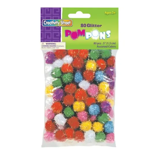 Creativity Street&reg; 1/2" Assorted Glitter Pom Pons, 80ct. {1}