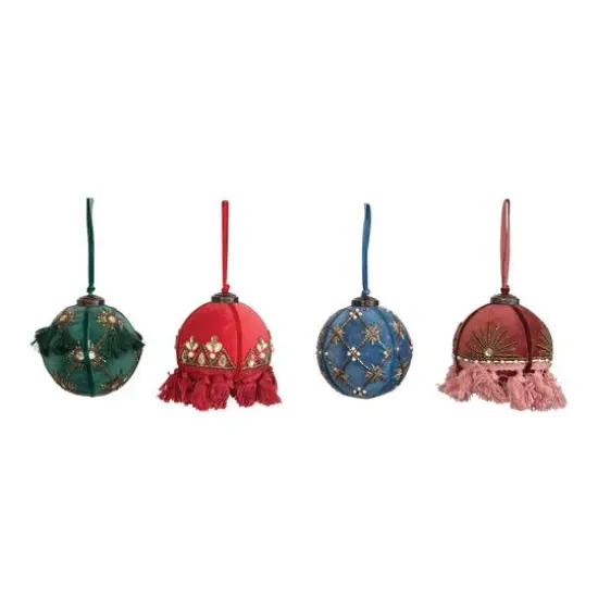 Hello Honey&reg; 3.5" Round Cotton Velvet Ball Ornaments Set {1}