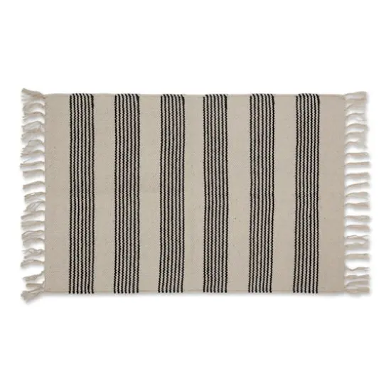 DII&reg; Black Ticking Stripe Hand-Loomed Rug, 2ft. x 3ft. {1}