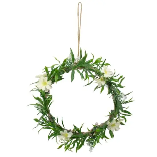 9" Yellow Floral & Foliage Spring Wreath {1}