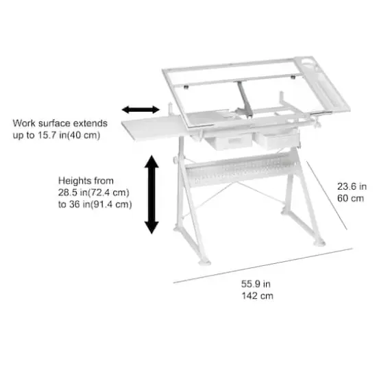 Metal & Glass Artist Table by Artist's Loft&reg; White {6}