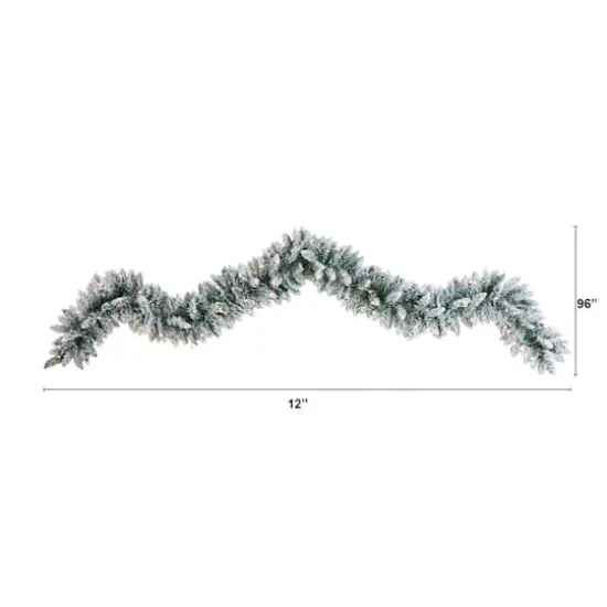 9ft. Pre-Lit LED Flocked Artificial Christmas Garland {3}