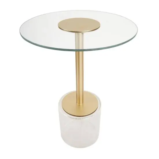 22.5" Clear Acrylic Accent Table with Elevated Base & Gold Stand {9}