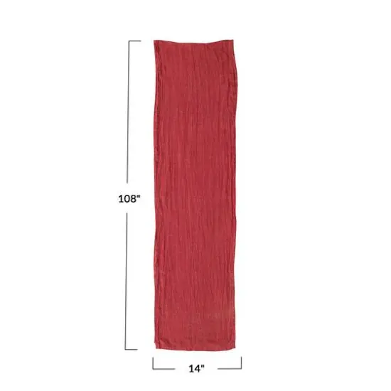 Hello Honey&reg; 108" Red Stonewashed Linen Table Runner {5}