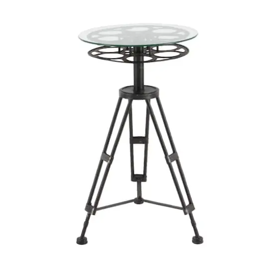 Black Glass & Metal Eclectic Accent Table {3}
