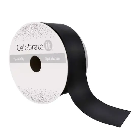 1.5" x 15yd. Satin Wired Ribbon by Celebrate It&reg; Specialty Black {1}