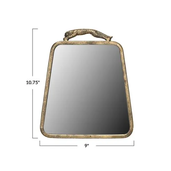 Hello Honey&reg; 10" Gold Antique Metal Wall Mirror with Leopard Handle {4}