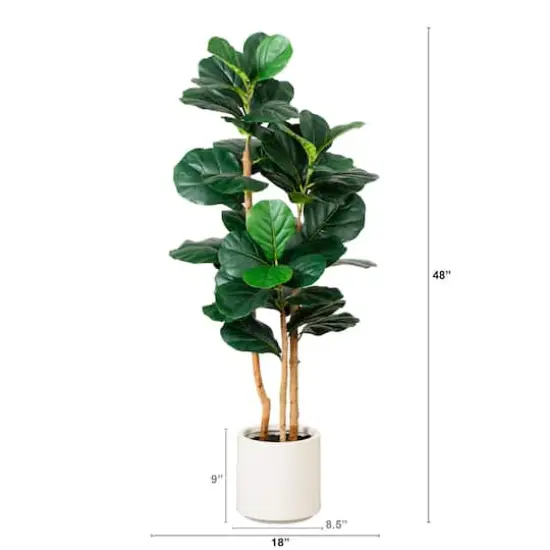 4ft. Fiddle Leaf Tree in Decorative White Planter {6}