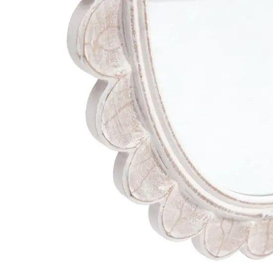 Habitat Carai 30" Distressed White Mirror with Scalloped Frame {4}