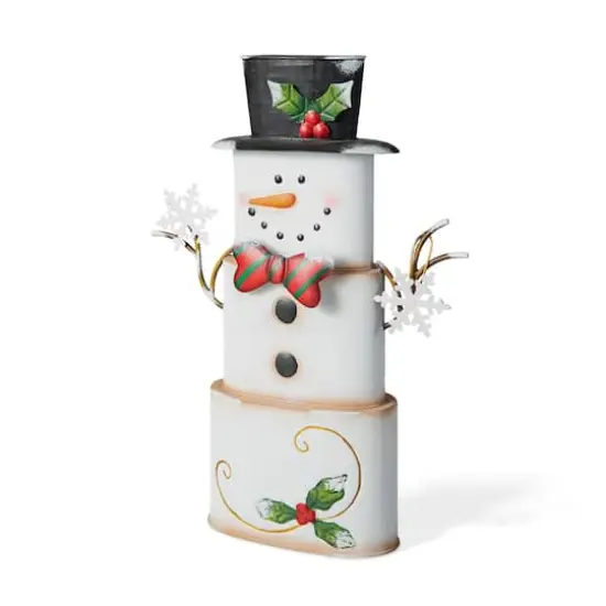 Glitzhome&reg; 17" Metal Stacked Box Snowman Table D&eacute;cor {1}