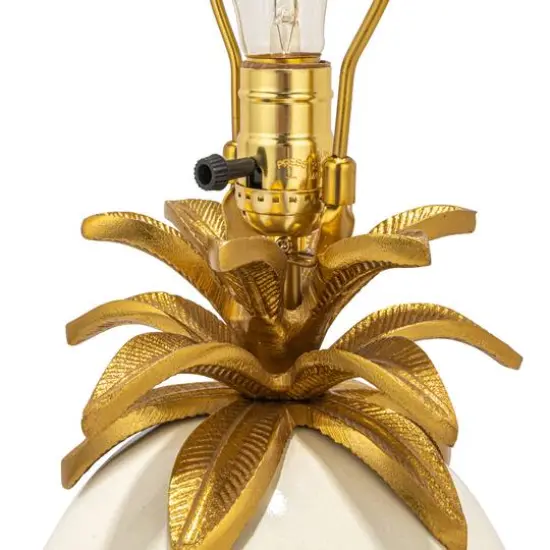 Hello Honey&reg; 22" White & Gold Tropical Table Lamp with Pineapple Detail {8}