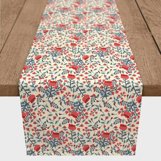 Patriotic Florals Poly Twill Table Runner {1}