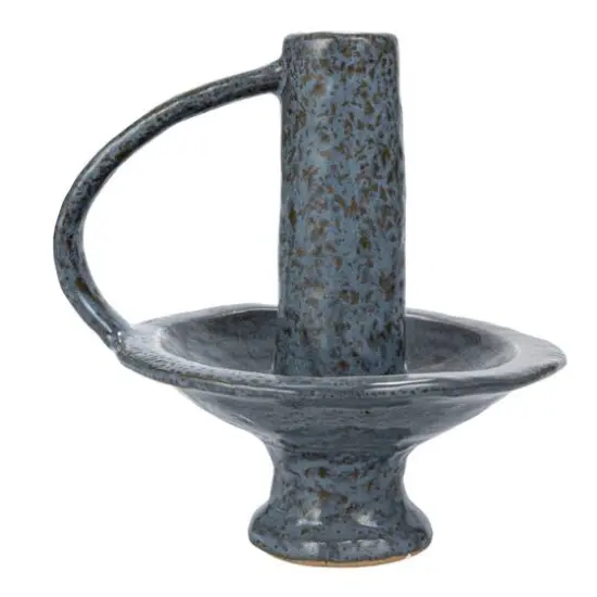 Hello Honey&reg; 5.5" Round Stoneware Candle Holder with Handle Set {10}