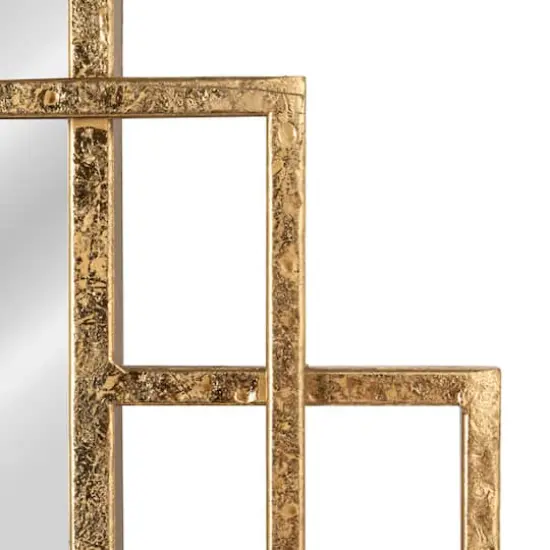 Hello Honey® 34.5" Gold Metal Wall Mirror with Reclaimed Wood Border {7}