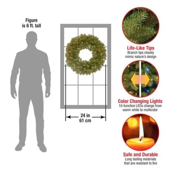 24" North Valley&reg; Spruce Wreath with Dual Color LED Lights {5}
