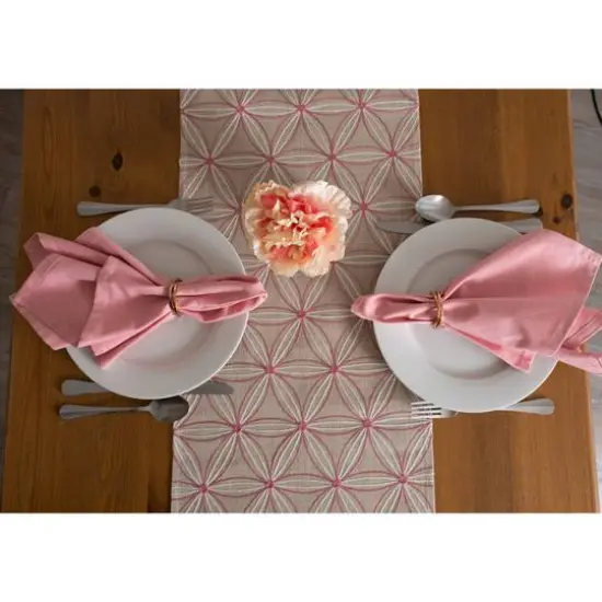 Natural Base Embroidered Flowers Table Runner {6}